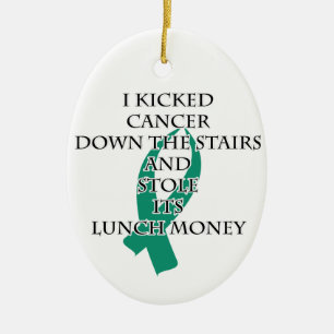 Cancer Bully (Teal Ribbon) Ceramic Tree Decoration