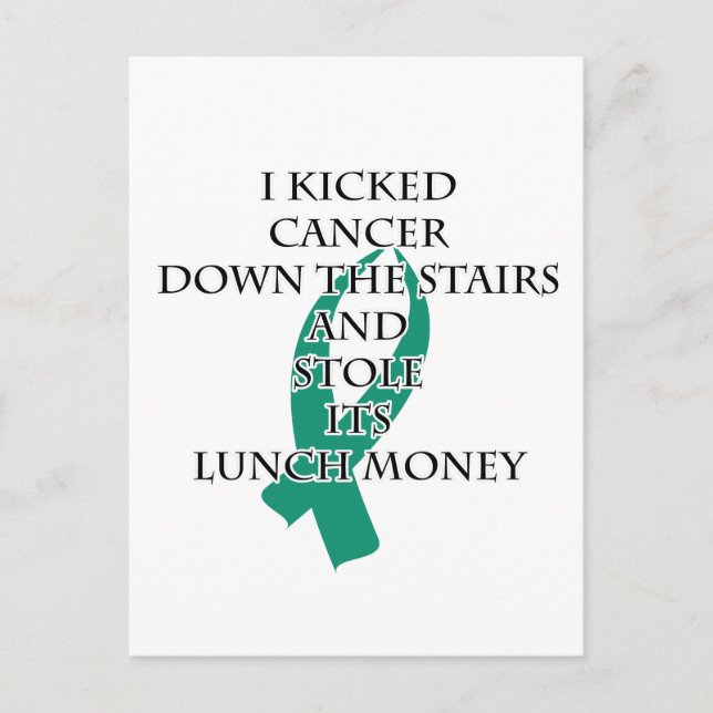 Cancer Bully (Teal Ribbon) Postcard (Front)
