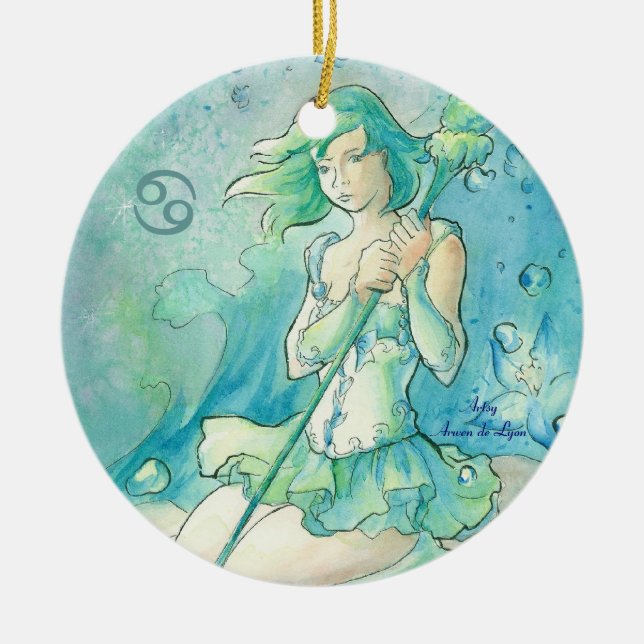 Cancer Ceramic Tree Decoration (Front)