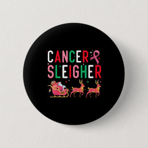 Cancer Christmas Pink Ribbon Santa Sleigh Reindeer 6 Cm Round Badge