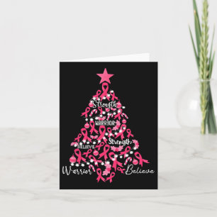 Cancer Christmas Tree Pink Ribbon Fight Awareness  Card