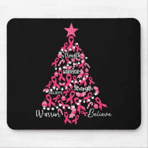 Cancer Christmas Tree Pink Ribbon Fight Awareness Mouse Pad
