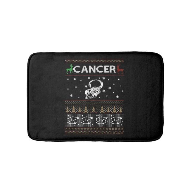 Cancer Christmas Ugly Sweater Bath Mat (Front)