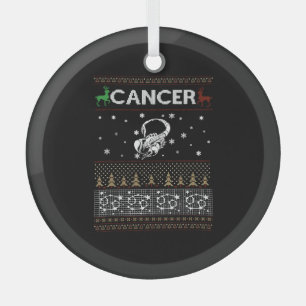 Cancer Christmas Ugly Sweater Glass Tree Decoration