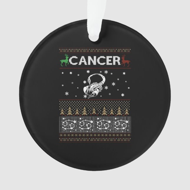 Cancer Christmas Ugly Sweater Ornament (Front)