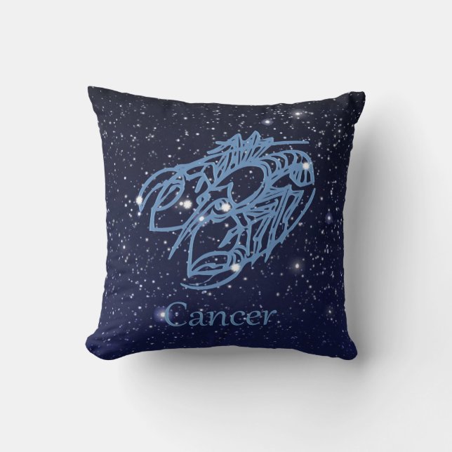 Cancer Constellation and Zodiac Sign with Stars Cushion (Front)