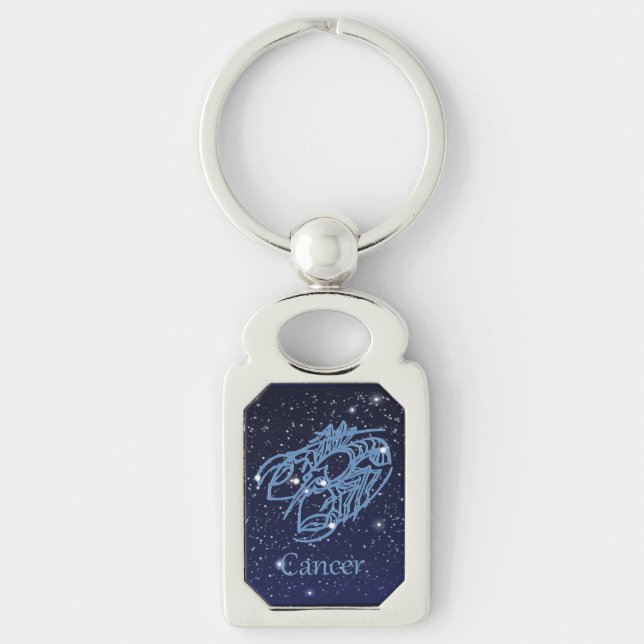 Cancer Constellation and Zodiac Sign with Stars Key Ring (Front)