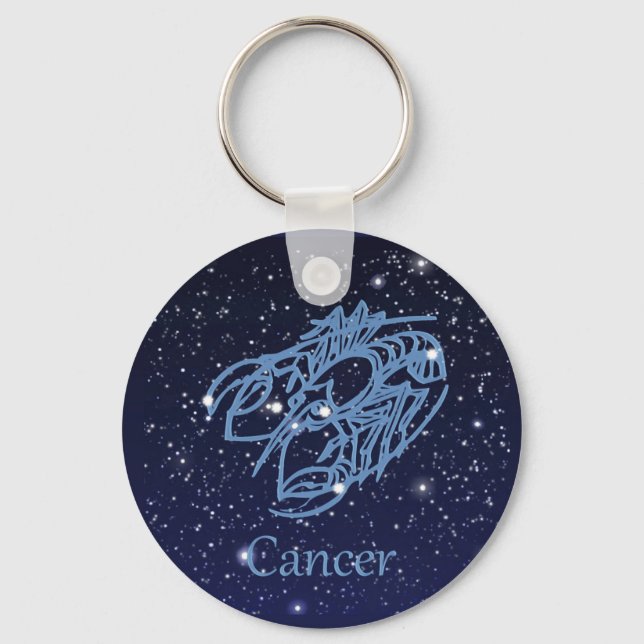 Cancer Constellation and Zodiac Sign with Stars Key Ring (Front)