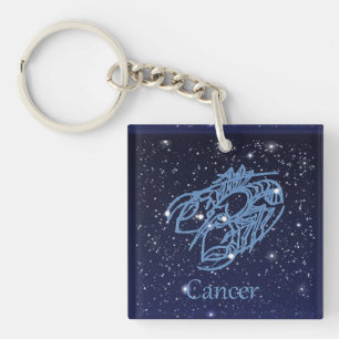 Cancer Constellation and Zodiac Sign with Stars Key Ring