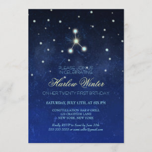 Cancer Constellation Birthday Party Invitation