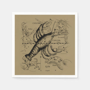 Cancer Constellation Hevelius 1690 Engaving Napkin