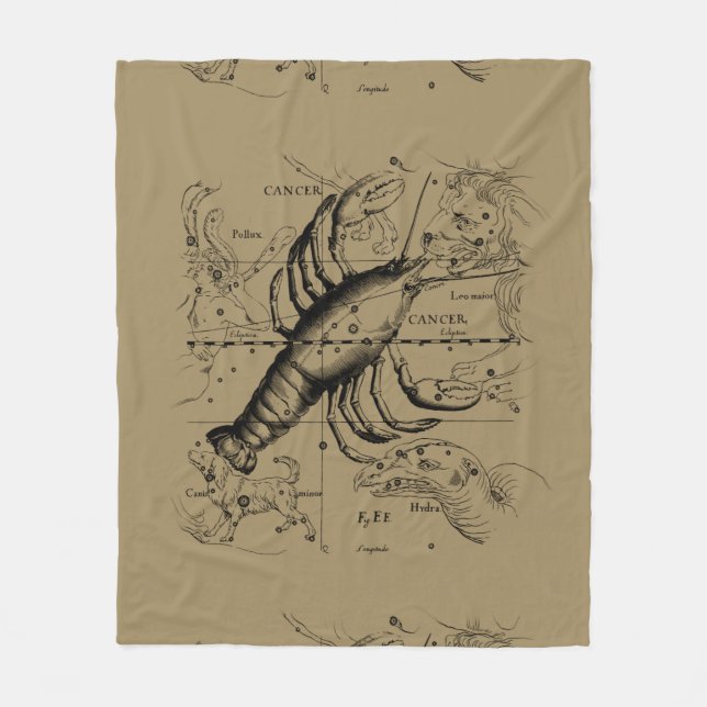Cancer Constellation Hevelius 1690 June 21-July 22 Fleece Blanket (Front)