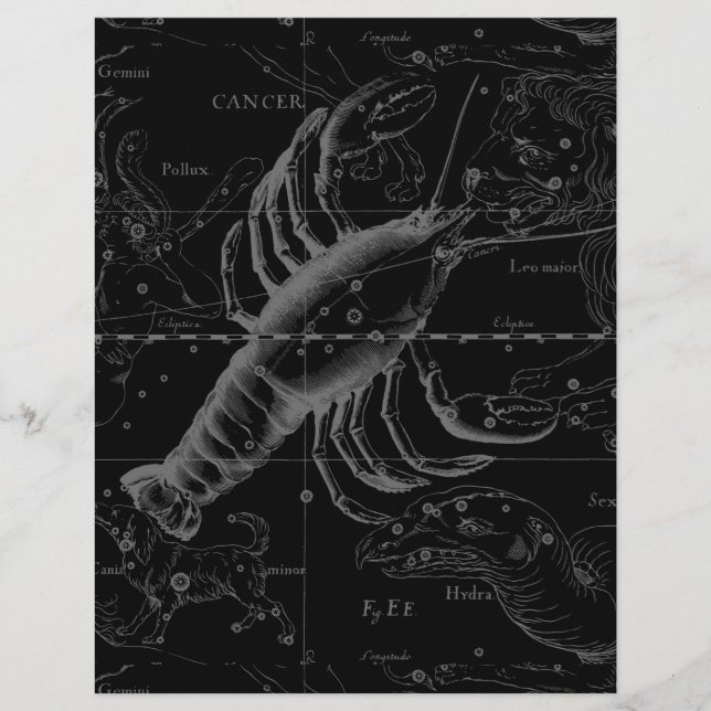 Cancer Constellation Hevelius 1690 on Black (Front)