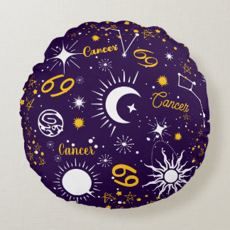 Cancer crab astrology birth sign zodiac universe round cushion