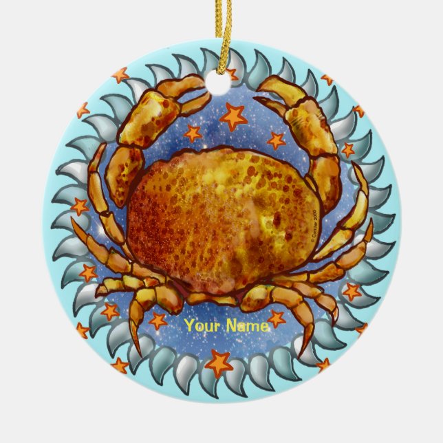 Cancer Crab Birthday ornaments (Front)