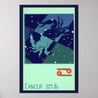 Cancer Crab Constellation Vintage Zodiac Astrology