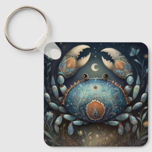Cancer Crab Zodiac Astrology Mystical Birthday Key Ring