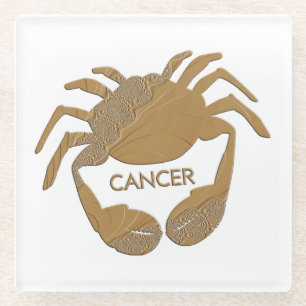 Cancer Crab Zodiac Glass Coaster