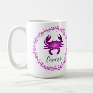 Cancer Crab Zodiac Sign Astrology pink purple Coffee Mug
