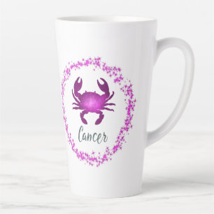 Cancer Crab Zodiac Sign Astrology pink purple  Latte Mug