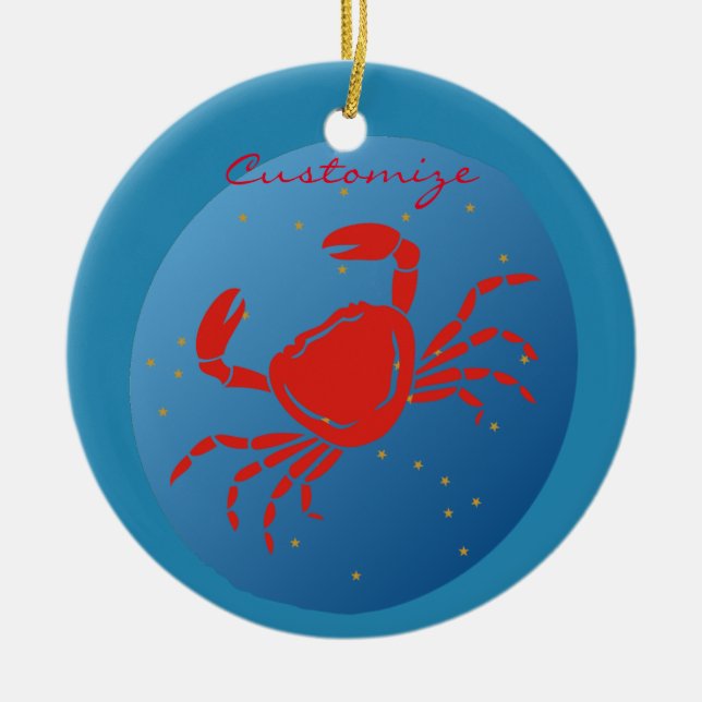 Cancer Crab Zodiac Thunder_Cove Ceramic Ornament (Front)
