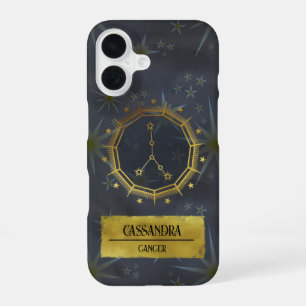 Cancer Dark Zodiac Astrology: Black & Gold iPhone 16 Case
