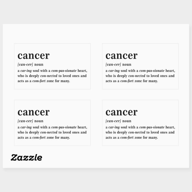 Cancer Definition Aesthetic Astrology Gift Rectangular Sticker (Sheet)