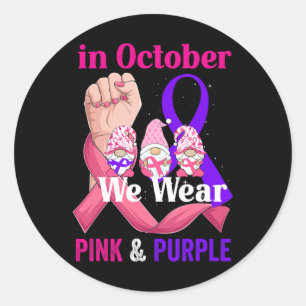 Cancer Domestic Violence Awareness Pink Purple Rib Classic Round Sticker