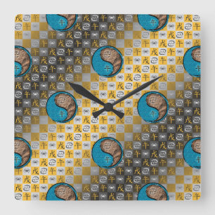 Cancer & Earth Horse Square Wall Clock