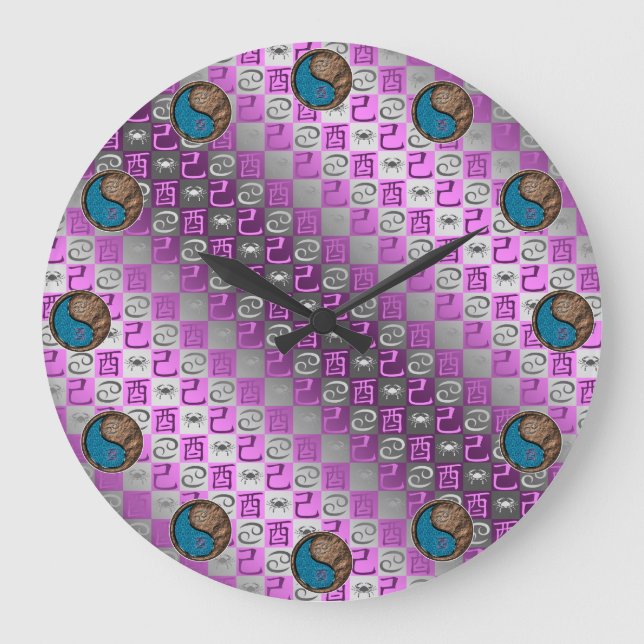 Cancer & Earth Rooster Large Clock (Front)