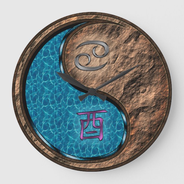 Cancer & Earth Rooster Large Clock (Front)