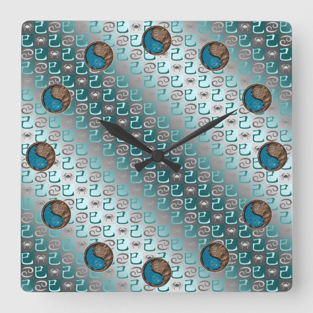 Cancer & Earth Snake Square Wall Clock (Front)
