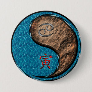 Cancer & Earth Tiger 7.5 Cm Round Badge