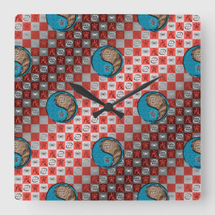 Cancer & Earth Tiger Square Wall Clock