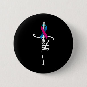 Cancer Faith Thyroid Cancer Awareness Support  6 Cm Round Badge