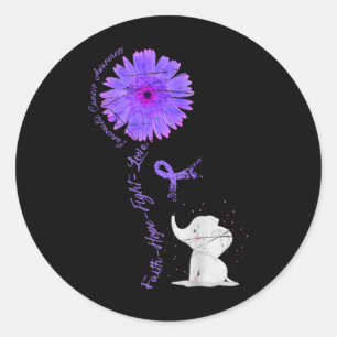 Cancer Fight Support Purple Ribbon Gift Pancreatic Classic Round Sticker