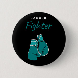 cancer fighter, teal 6 cm round badge