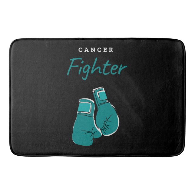 cancer fighter, teal bath mat (Front)