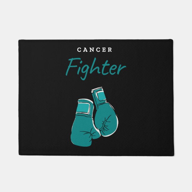 cancer fighter, teal doormat (Front)