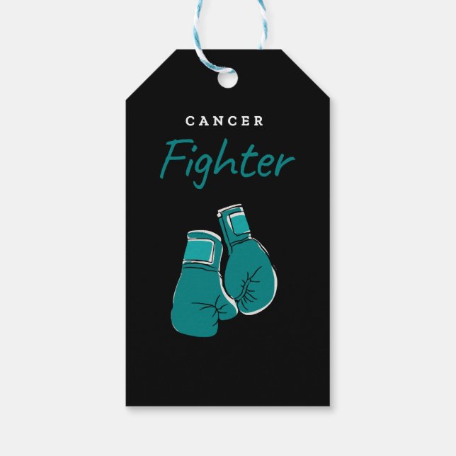 cancer fighter, teal gift tags (Back)