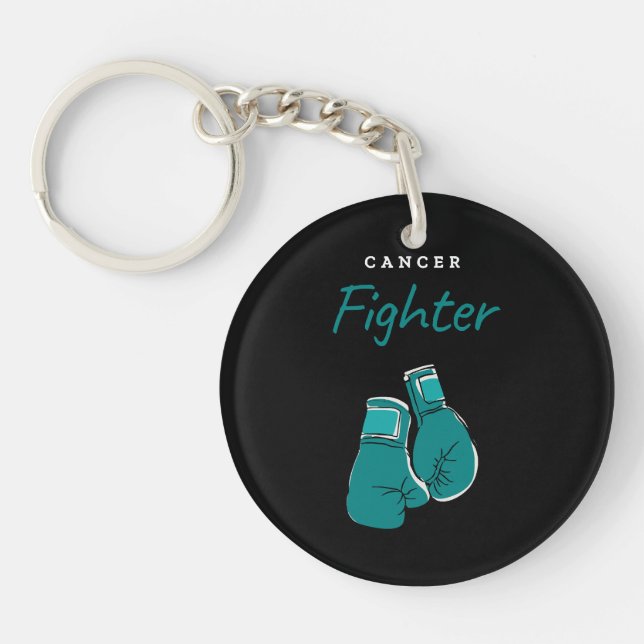 cancer fighter, teal key ring (Front)