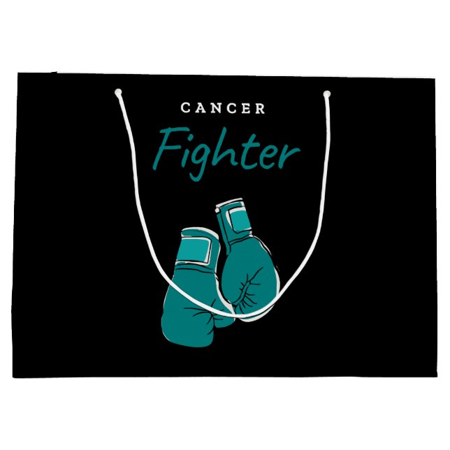 cancer fighter, teal large gift bag (Back)