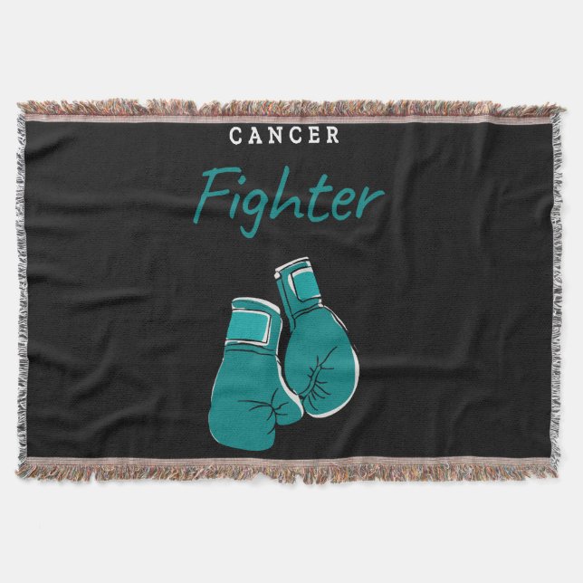 cancer fighter, teal throw blanket (Front)