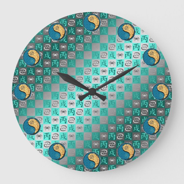 Cancer & Fire Dog Large Clock (Front)