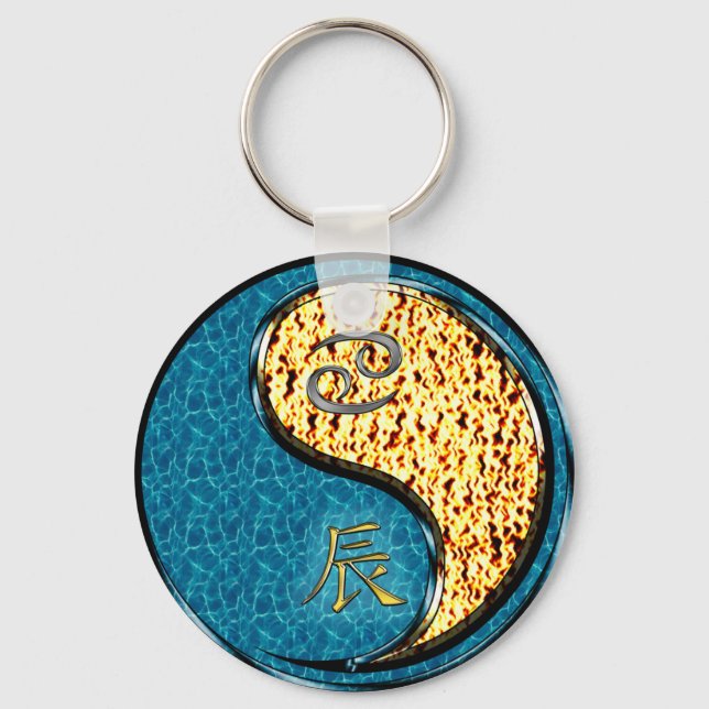 Cancer & Fire Dragon Key Ring (Front)