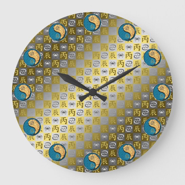 Cancer & Fire Dragon Large Clock (Front)