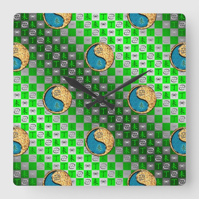 Cancer & Fire Goat Square Wall Clock (Front)