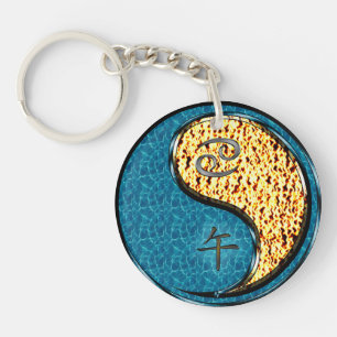 Cancer & Fire Horse Key Ring