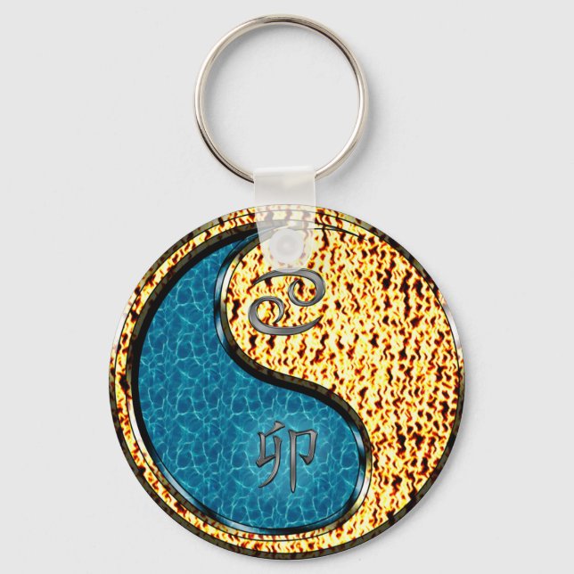 Cancer & Fire Rabbit Key Ring (Front)