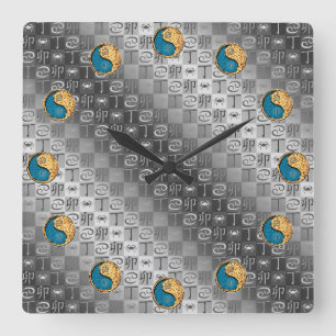 Cancer & Fire Rabbit Square Wall Clock